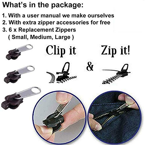 6/12/24 Pcs Fix Zip Puller, Zip Slider Repair Instant Kit, Fix Zipper Removable Rescue Replacement Pack, Instant Zipper Set