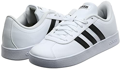 Adidas VL Court 2.0 K, Zapatillas Unisex Niños, Blanco (Footwear White/Core Black/Footwear White 0), 35 EU