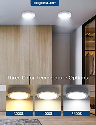 Aigostar Plafón LED Techo 6W 420LM Lámpara de Techo LED luz blanco fria 6500K para Cocina Sala de Estar Dormitorio Pasillo 123 * 35Hmm, 2 piezas [Clase de eficiencia energética A+]