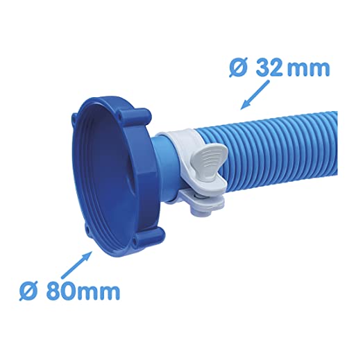 Algenschnapper 2020-80 - Adaptador para Aspirador de Suelo, conexión atornillada de 80 mm a Conector de Manguera de 32 mm, Color Azul