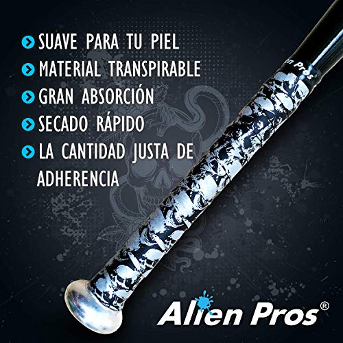 Alien Pros - Cinta de Agarre para Béisbol (2 Grips, Gris), Esparadrapo Precortado para Bates, 1.1 mm de Grosor, Forra tu Bate para un Home Run Ãpico