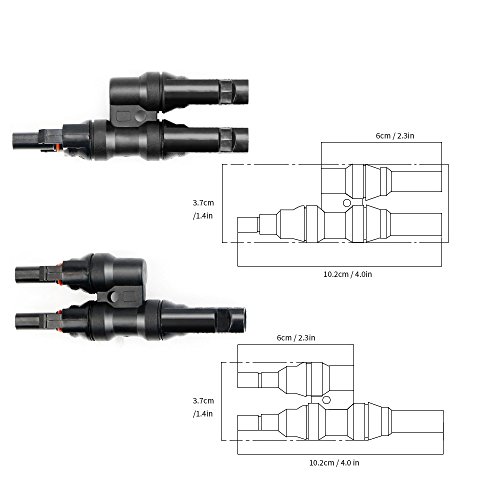 ALLPOWERS Branch Connectors Connectors Y Connector in Pair MMF+FFM for Parallel Connection Between Solar Panels