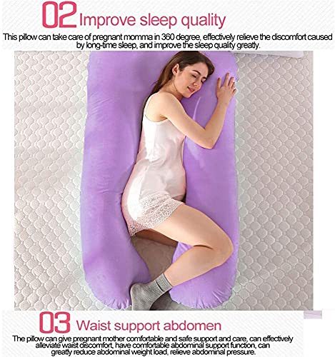 Almohada Embarazada Dormir, Multifuncional Embarazo Almohada de Cuerpo Completo con Funda de Almohada de Terciopelo Lavable