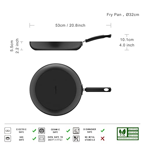 Amazon Basics - Sartén antiadherente con recubrimiento anodizado duro de 31,7 cm, en color negro