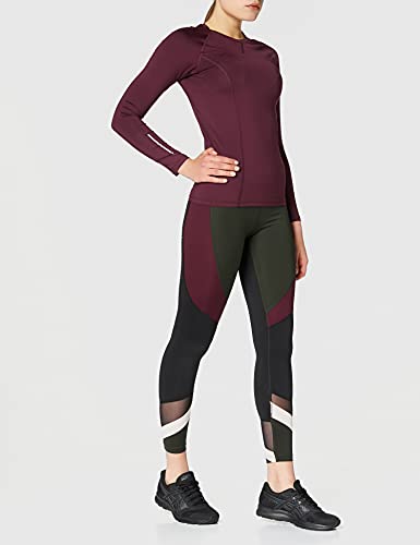 Amazon Brand - AURIQUE Leggings deportivos con paneles para mujer, Verde (Peat Peat), 40, Label:M