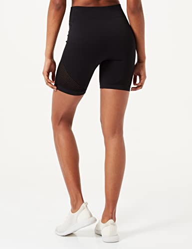 Amazon Brand- AURIQUE Pantalones cortos deportivos sin costuras para mujer, Negro (Black), 40, Label:M