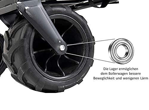 Amazon Brand - Umi Carro de Transporte Todoterreno Carro de Mano Carro de jardín Plegable los neumáticos con rodamiento Adecuado para Todos los terrenos(Negro)