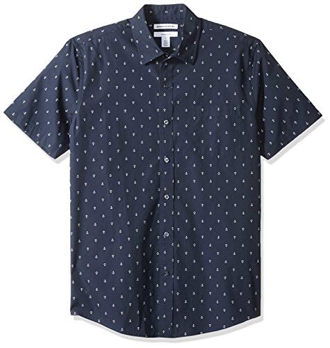 Amazon Essentials - Camisa de manga corta y corte entallado con estampado para hombre, Anchor, US XL (EU XL - XXL)