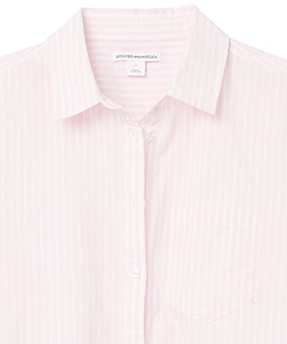 Amazon Essentials – Camisa de popelín de manga larga de corte clásico para mujer, rosa (rayas), US M (EU M - L)