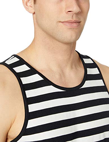 Amazon Essentials - Camiseta regular sin mangas para hombre, diseño de rayas, Negro/Blanco, US S (EU S)