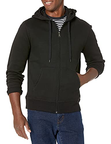 Amazon Essentials Full-Zip Hooded Fleece Sweatshirt Sudadera, Negro (Black), Medium