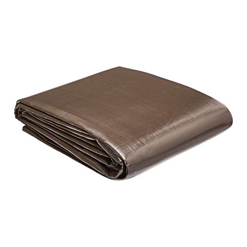 AmazonCommercial - Lona impermeable de poliéster multiusos, 3 x 4,6 m, 0,254 mm de espesor, marrón y plateado, pack de 2 unidades