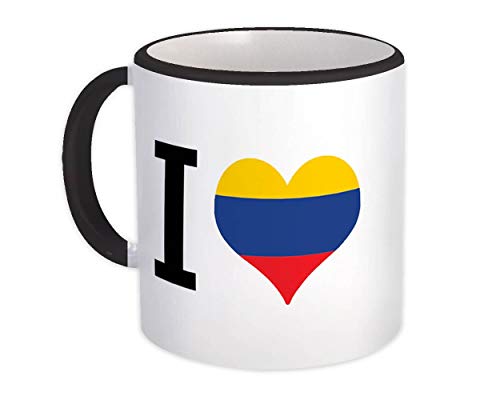 Amo Colombia : Taza de Regalo : Bandera Heart Crest País Expatriado colombiano - Blanco con mango negro