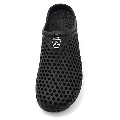 AMOJI Unisex Zuecos Zapatos de jardín Zapatillas de Hombre Zapatos de Goma de plástico Mujeres Señoras Caballeros Hombre Mujer Ligero Adulto AM1761 Negro 43 EU