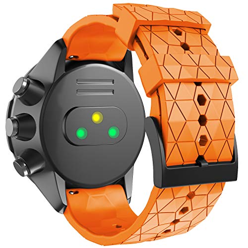 ANBEST Compatible con Suunto 9/Suunto 9 Baro/Suunto 7 Correas, Pulseras de Repuesto de 24mm de Silicona para Suunto D5/Suunto Spartan Sport Wrist HR Smart Watch, Naranja