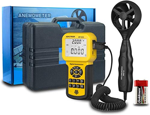 Anemómetro digital de mano CFM Anemómetro HVAC medidor de velocidad del viento con retroiluminación Max/Min/Avg para medir la velocidad del viento,velocidad del aire,temperatura del flujo de aire