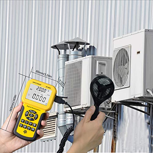 Anemómetro digital de mano CFM Anemómetro HVAC medidor de velocidad del viento con retroiluminación Max/Min/Avg para medir la velocidad del viento,velocidad del aire,temperatura del flujo de aire