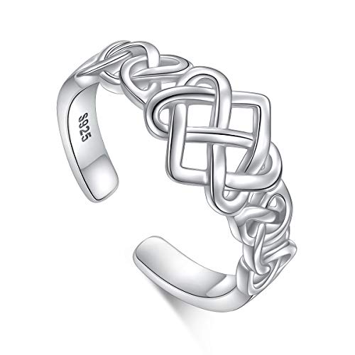 Anillo de corazón con nudo celta para mujer, plata de ley 925, anillo de boda ajustable, anillo apilable, tamaño 7