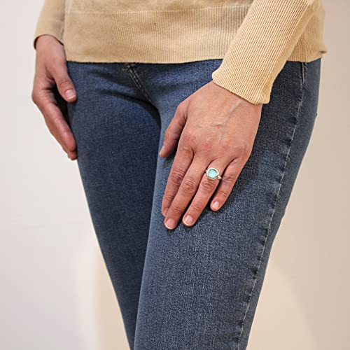 Anillo piedra azul turquesa mujer en plata. Este anillo Solien tiene un cristal tallado en acabado cerámico muy original, además de ser un modelo ajustable