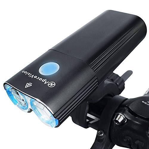 Apace Vision HyperGuard FX1800 - Bike Headlight USB Rechargeable - 1800 Lumens Powerful Super Bright LED Front Mountain Bicycle Light - IPX6 Waterproof MTB Cycle Lights