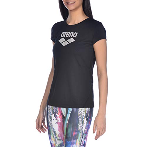 Arena W S/S Camiseta De Manga Corta Mujer Gym Logo, Black, XS