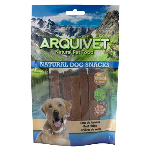 Arquivet Tiras de ternera - Snacks naturales para perro - Golosinas para perro - Chuches para perro - Premios y recompensas para perro - Snacks caninos - 100 g