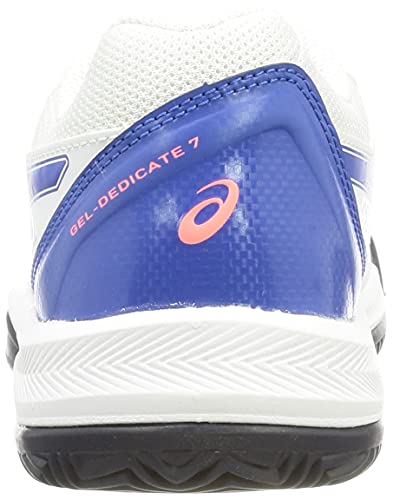 ASICS Gel-Dedicate 7 Clay, Zapatillas de Tenis Mujer, White Lapis Lazuli Blue, 40.5 EU