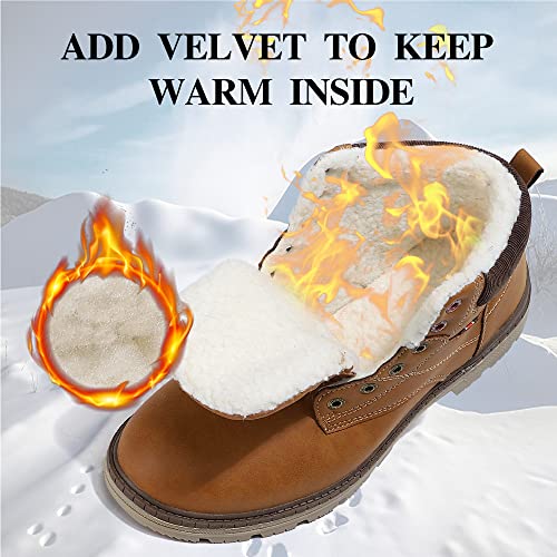 ASTERO Botas de Hombre Invierno Nieve Zapatos Botines Forradas Cálidas Clasicas Aire Libre Montaña Antideslizante Zapatillas Talla 41-46EU(MARRÓN, Numeric_46)