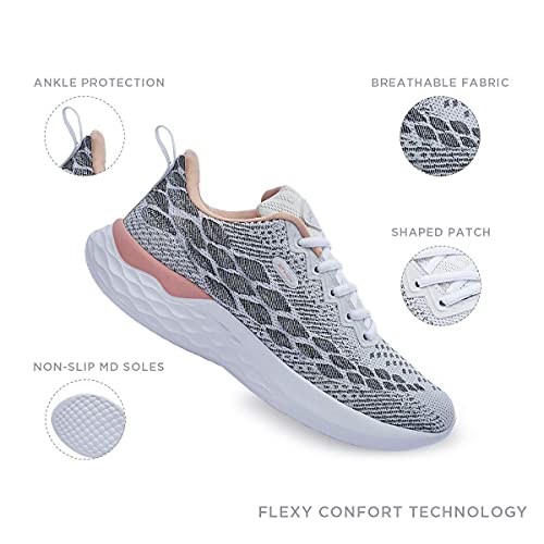 ATHIX Progressive Flexy - Zapatillas de Correr para Mujer, Blanco (Blanco, Gris,Coral), 37 EU - Zapatillas Deportivas, cómodas y Transpirables