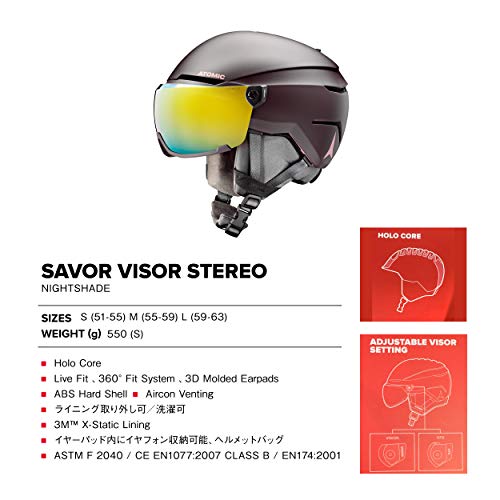 ATOMIC Savor Visor Stereo Casco, Adultos Unisex, Nightshade (Negro), 51/55 cm
