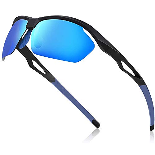 Avoalre Gafas de Sol Deportivas Polarizadas Hombre Unisex Conducto y TR90 Super Light UV400 con Certificación CE para Ciclismo MTB Running Coche Moto Montaña - Azul