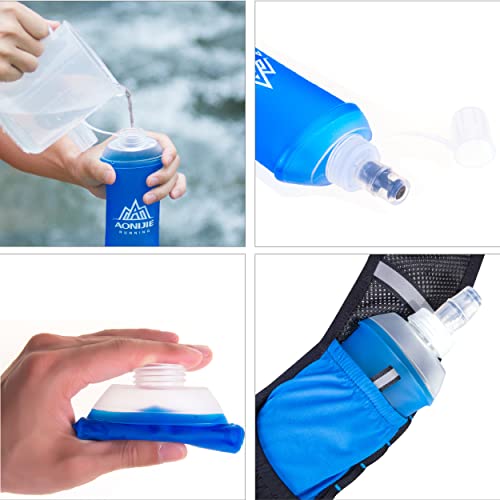 Azarxis Soft Flask Botella de Agua Blanda TPU Flexible Bolsa de Hidratación Deportiva para Correr Senderismo Ciclismo (2 × 450ml - con 2 pajitas)