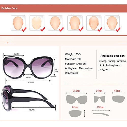 B BIDEN BLDEN Mujer Grande Gafas De Sol moda polarizadas gafas UV400 Protección Para Conducción GL3113-BLACK