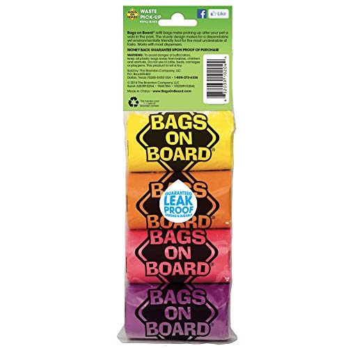 Bags on Board Bolsas de recogida para perros resistentes y a prueba de fugas – Rainbow (60 bolsas)