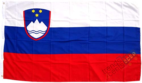 Bandera de Eslovenia, 90 x 150 cm, extremadamente resistente a las roturas, sin chino de la imagen, peso del tejido aprox. 100 g/m2, muy robusto