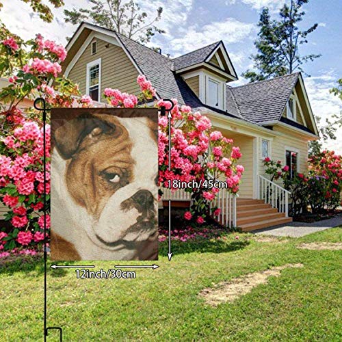 Bandera de jardín Furry English Bulldog Home Interior Outdoor Holiday Decoraciones, Banner decorativo de poliéster para patio 30X45CM
