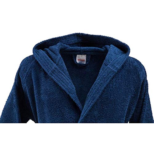 Bassetti - Albornoz con capucha para hombre/mujer 100% algodón - Azul Navy M - 150-160 cm