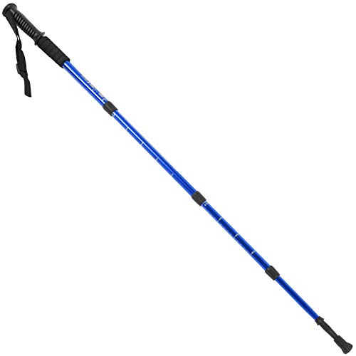 Bastón elástico para caminar Aleación de aluminio Ajustable para caminar Senderismo para montañismo Mochila Adecuado para acampar Senderismo Mochilas para senderismo Acampar(blue)