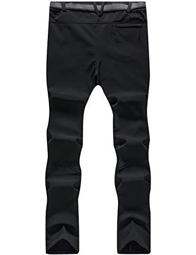 BenBoy Pantalones de Nieve Montaña Mujer Impermeables Invierno Calentar Pantalones Trekking Escalada Senderismo Esquiar Softshell,KZ3329W-Black3-XL