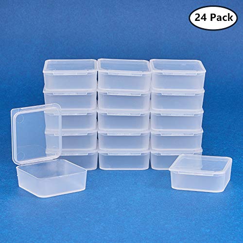 BENECREAT 24 Pack Cajas Transparente de Plástico Organizador de Plástico Transparente Esmerilado con Tapas para Pastillas, Hierbas, Cuentas, Joyería - 3.9x3.9x1.6cm