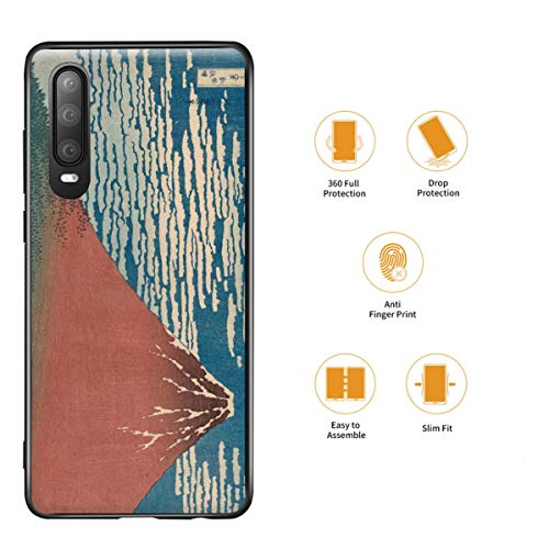 Berkin Arts Katsushika Hokusai para el Caso del Huawei P30/Estuche para teléfono móvil de Bellas Artes/Impresión Giclee UV en la Cubierta del teléfono móvil(Bene Vento Chiaro Meteo Fuji Rosso)