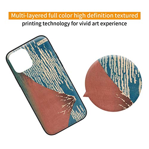 Berkin Arts Katsushika Hokusai Paral iPhone 12 Pro MAX/Caja del teléfono Celular de Arte/Impresión Giclee UV en la Cubierta del móvil(Bene Vento Chiaro Meteo Fuji Rosso)