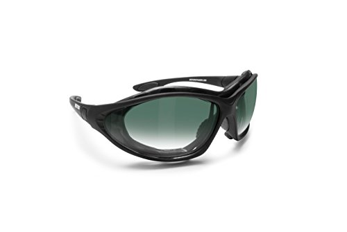 BERTONI Gafas para Moto Patillas Sustituibles con Banda Elastica - Suplemento Antiviento Removible - Mod. FT333B