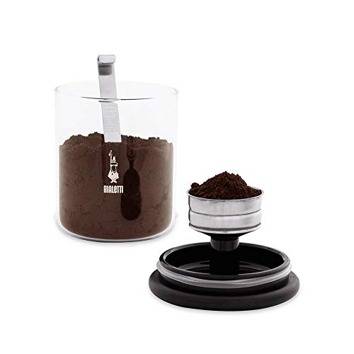 Bialetti Tarro Moka para café de 250 g (con Tapa), Cristal, Silicona, plástico, Acero