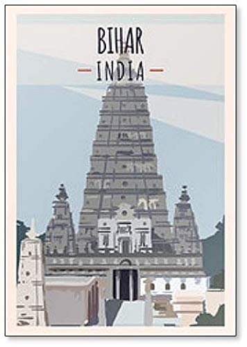 Bihar Travel Illustration. Imán para nevera con diseño de Estados de la India