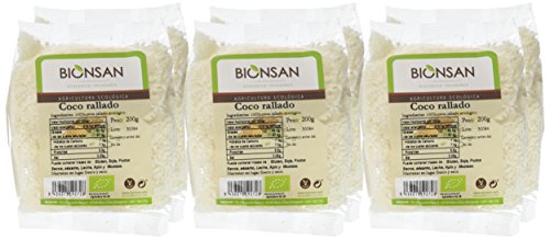 Bionsan Coco Rallado Ecológico - 6 Bolsas de 200 gr - Total: 1200 gr
