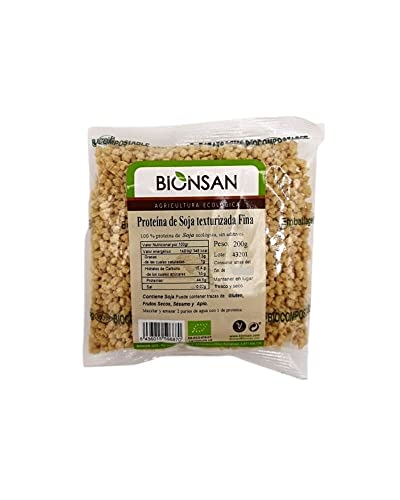 Bionsan Proteína de Soja Texturizada Fina Ecológica | 6 Bolsas de 200 gr | Total: 1200 gr