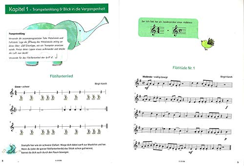 Birdys Flötenwelt Band 2 – Aprendizaje de flauta travesera y ligera – Escuela de flauta travesera de Karin Reda con CD, tarjetas de partituras y colorido clip en forma de corazón