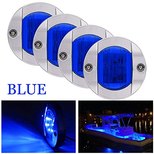 Bkinsety 4 piezas Luces de navegación LED 12V para barcos marinos Impermeables Luces de popa（Azul）