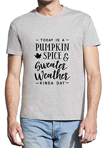 BlackMeow Today is A Pumpkin Spice Coffee and Sweather Weather Kinda Day Men Camiseta blanca Gris gris S